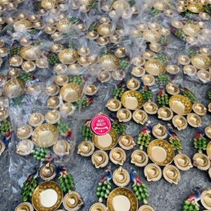 Peacock Coloured Diya Urli