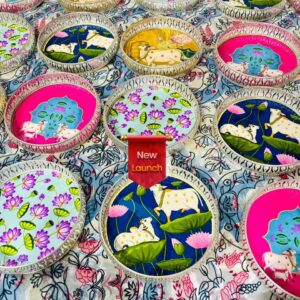 Silver plated enamel finish tray